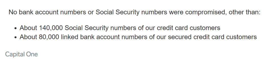 capital one's response to their data breach
