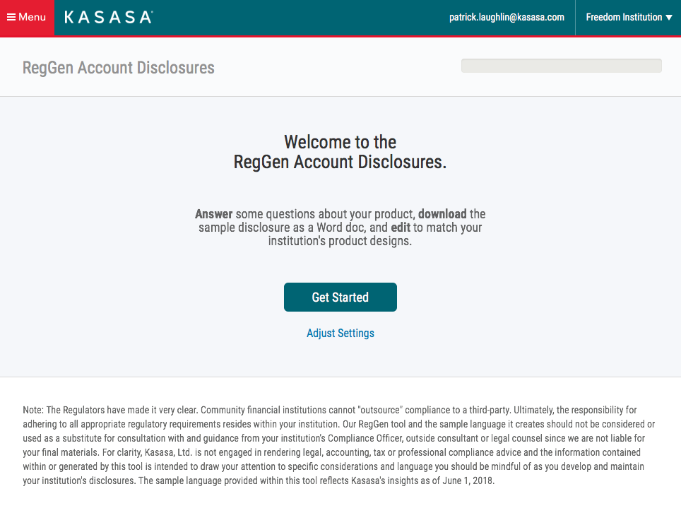 RegGen Account Disclosures 