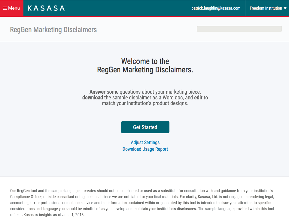 RegGen Marketing Disclaimers 